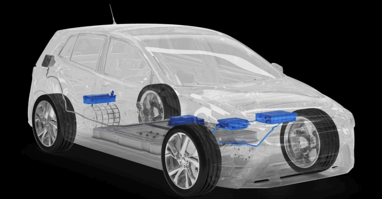 Graphic showing the EV battery technology within a vehicle